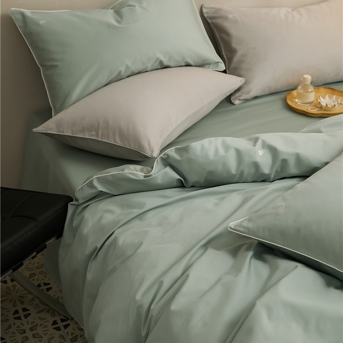 91家纺网 家纺一手货源 找家纺 新款100S长绒棉四件套-云享系列 岩竹青