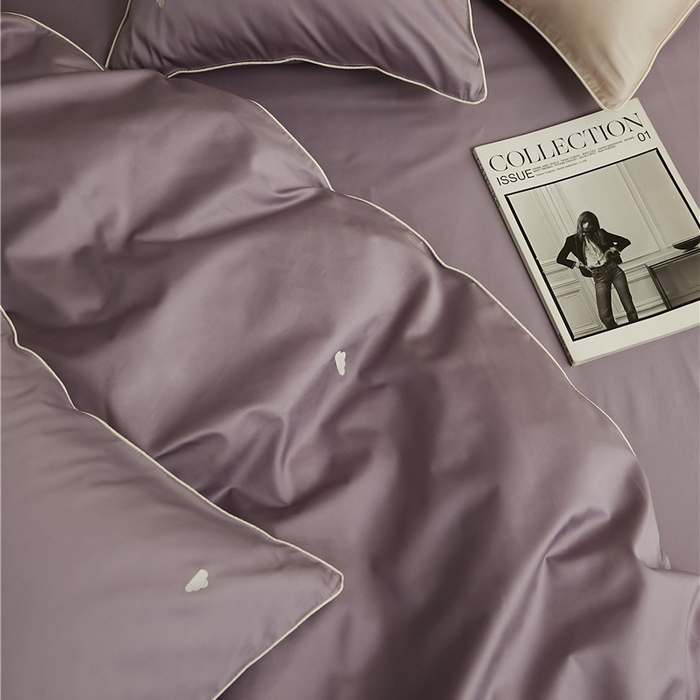 91家纺网 家纺一手货源 找家纺 新款100S长绒棉四件套-云享系列 紫藤色