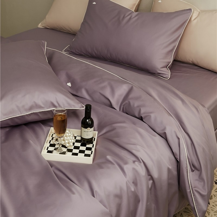 91家纺网 家纺一手货源 找家纺 新款100S长绒棉四件套-云享系列 紫藤色