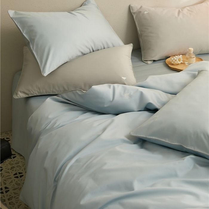 91家纺网 家纺一手货源 找家纺 新款100S长绒棉四件套-云享系列 锦兰色