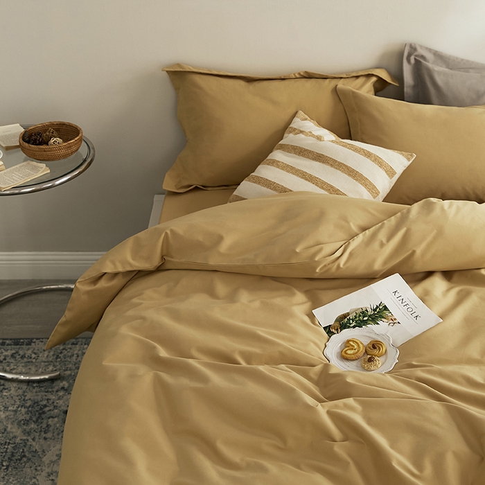 91家纺网 家纺一手货源 找家纺 2021新款加厚磨毛四件套玉子黄