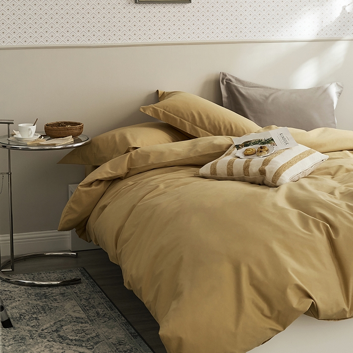 91家纺网 家纺一手货源 找家纺 2021新款加厚磨毛四件套玉子黄