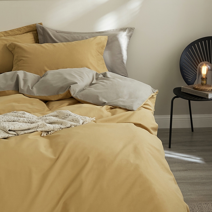 91家纺网 家纺一手货源 找家纺 2021新款加厚磨毛四件套玉子黄灰