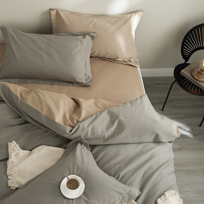 91家纺网 家纺一手货源 找家纺 2021新款加厚磨毛四件套浅棕奶茶