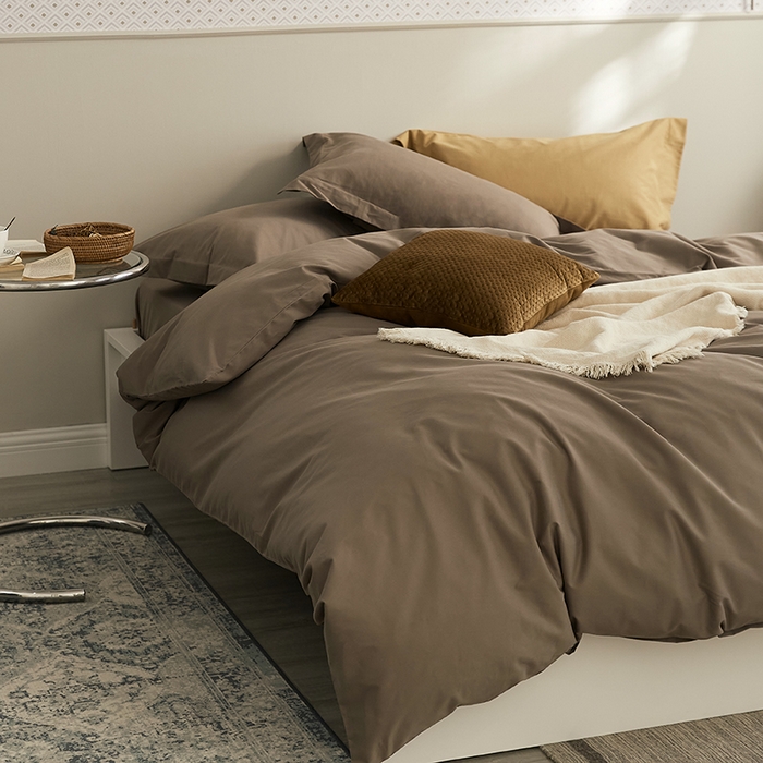 91家纺网 家纺一手货源 找家纺 2021新款加厚磨毛四件套山吹茶色