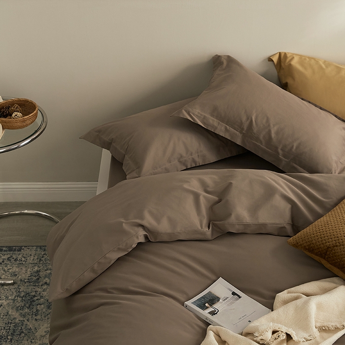 91家纺网 家纺一手货源 找家纺 2021新款加厚磨毛四件套山吹茶色