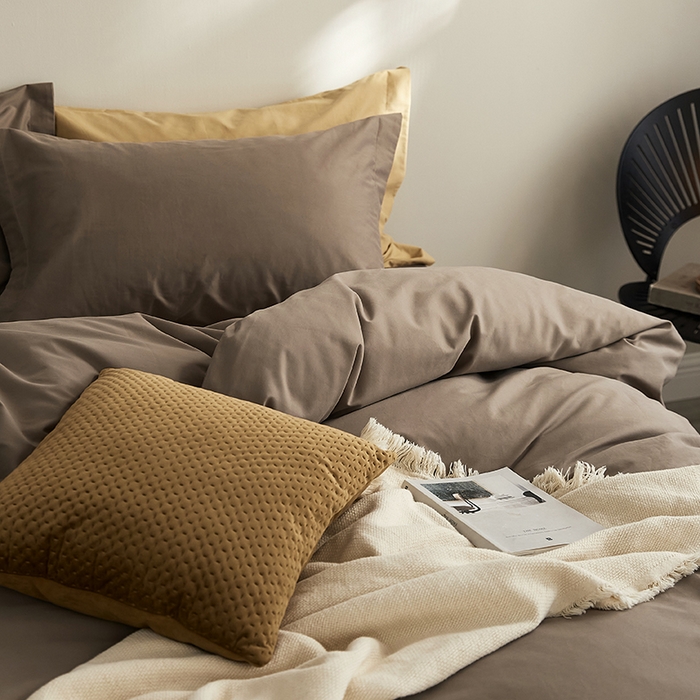 91家纺网 家纺一手货源 找家纺 2021新款加厚磨毛四件套山吹茶色