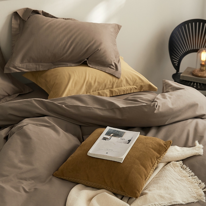 91家纺网 家纺一手货源 找家纺 2021新款加厚磨毛四件套山吹茶色