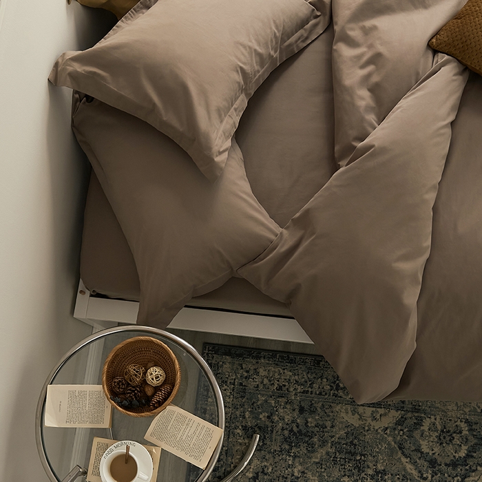 91家纺网 家纺一手货源 找家纺 2021新款加厚磨毛四件套山吹茶色