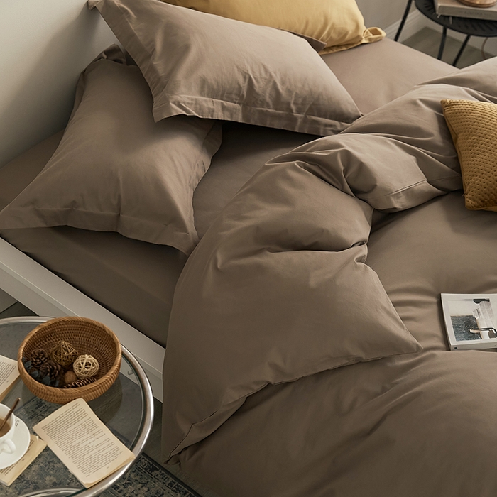 91家纺网 家纺一手货源 找家纺 2021新款加厚磨毛四件套山吹茶色