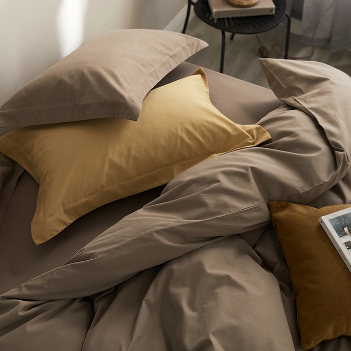 91家纺网 家纺一手货源 找家纺 2021新款加厚磨毛四件套山吹茶色