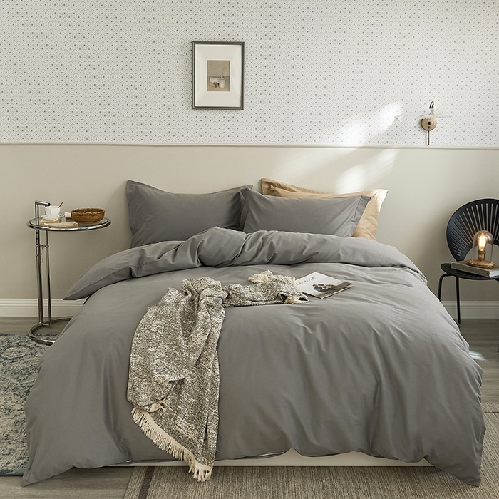 91家纺网 家纺一手货源 找家纺 2021新款加厚磨毛四件套银竹灰