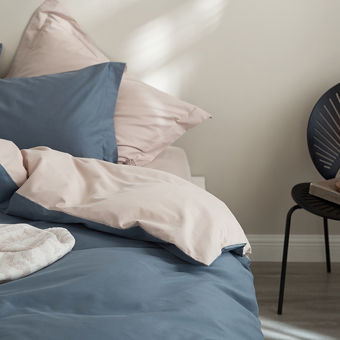 91家纺网 家纺一手货源 找家纺 新款加厚磨毛四件套千草蓝-淡妃粉