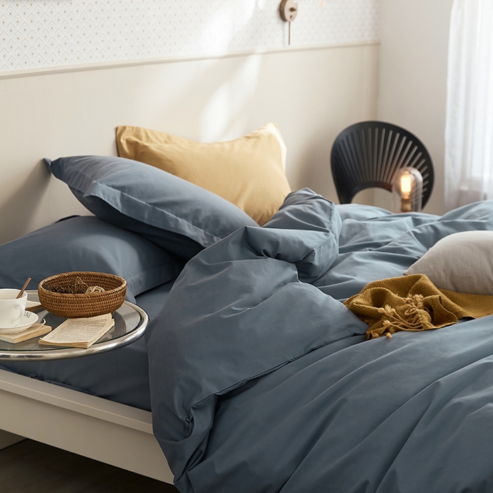 91家纺网 家纺一手货源 找家纺 2021新款加厚磨毛四件套千草蓝