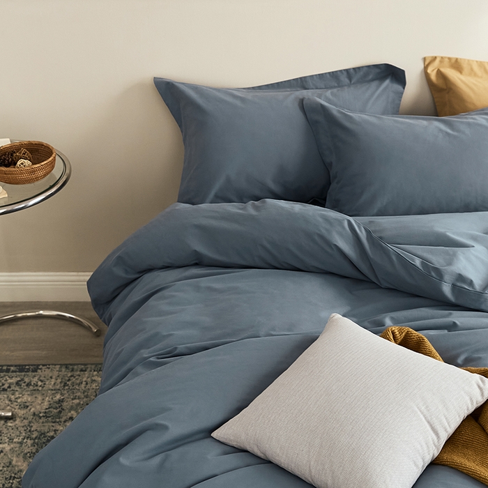 91家纺网 家纺一手货源 找家纺 2021新款加厚磨毛四件套千草蓝