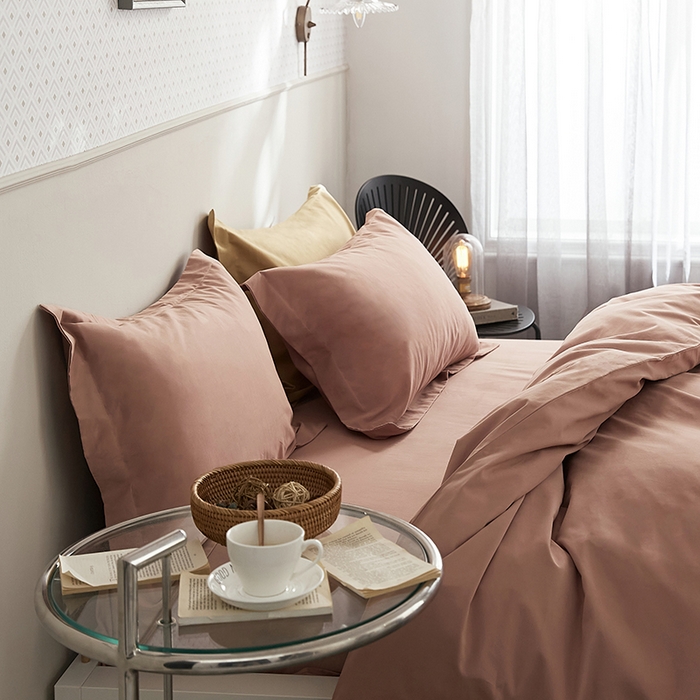 91家纺网 家纺一手货源 找家纺 2021新款加厚磨毛四件套藕荷色