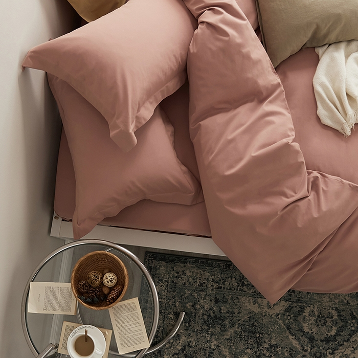 91家纺网 家纺一手货源 找家纺 2021新款加厚磨毛四件套藕荷色