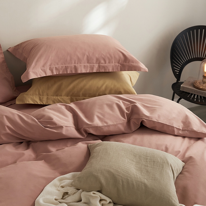 91家纺网 家纺一手货源 找家纺 2021新款加厚磨毛四件套藕荷色