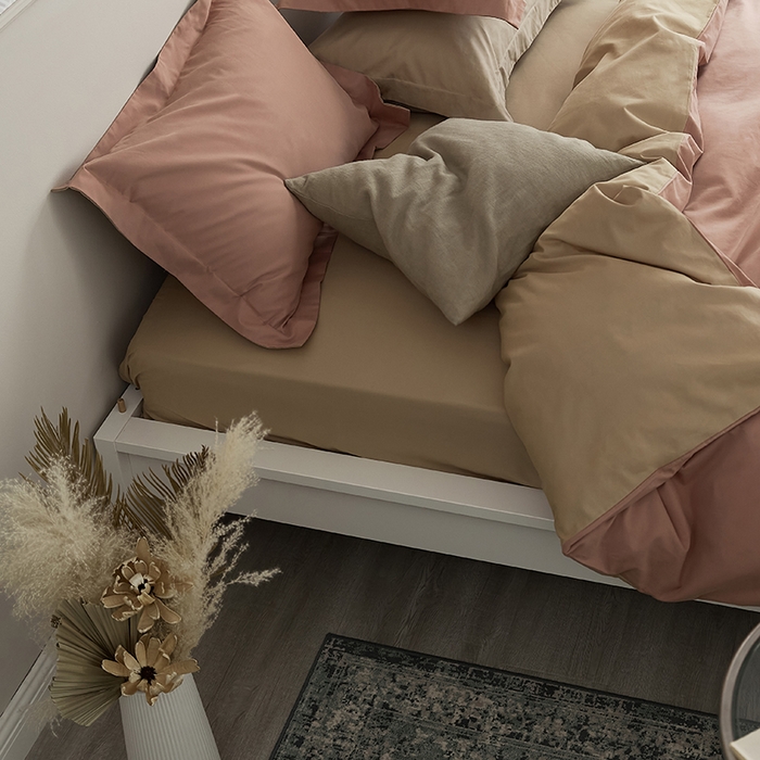 91家纺网 家纺一手货源 找家纺 2021新款加厚磨毛四件套藕荷奶茶