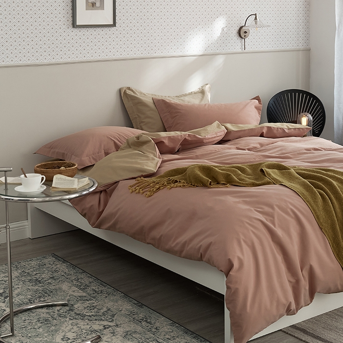 91家纺网 家纺一手货源 找家纺 2021新款加厚磨毛四件套藕荷奶茶