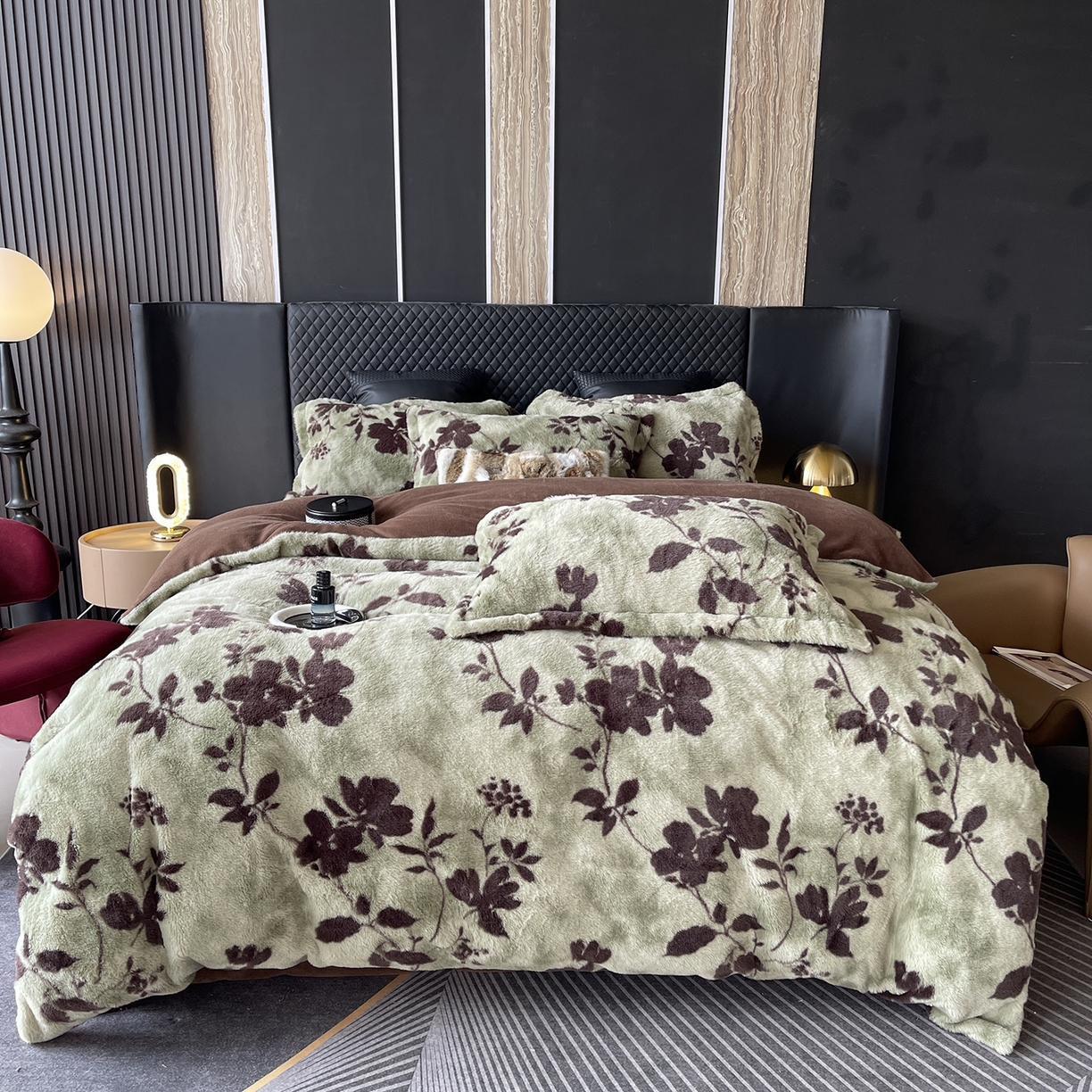 莱豫家纺 2025新款秋冬加厚皮草级兔绒加牛奶绒四件套 贝莉