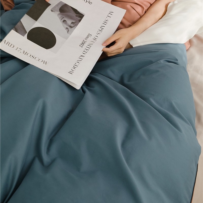 91家纺网 家纺一手货源 找家纺 新款100S磨毛半拼玩乐系列四件套 朱红-苍苍蓝