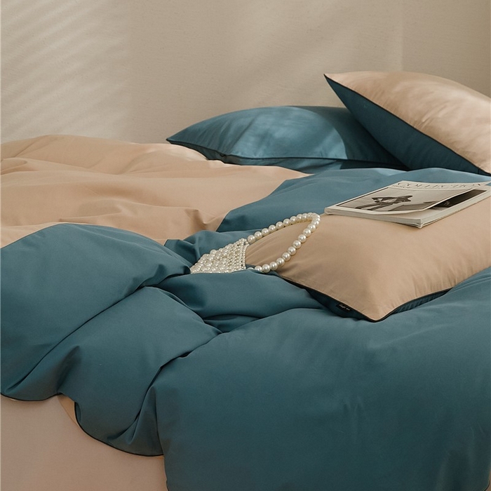 91家纺网 家纺一手货源 找家纺 新款100S磨毛半拼玩乐系列四件套 云母-青蓝