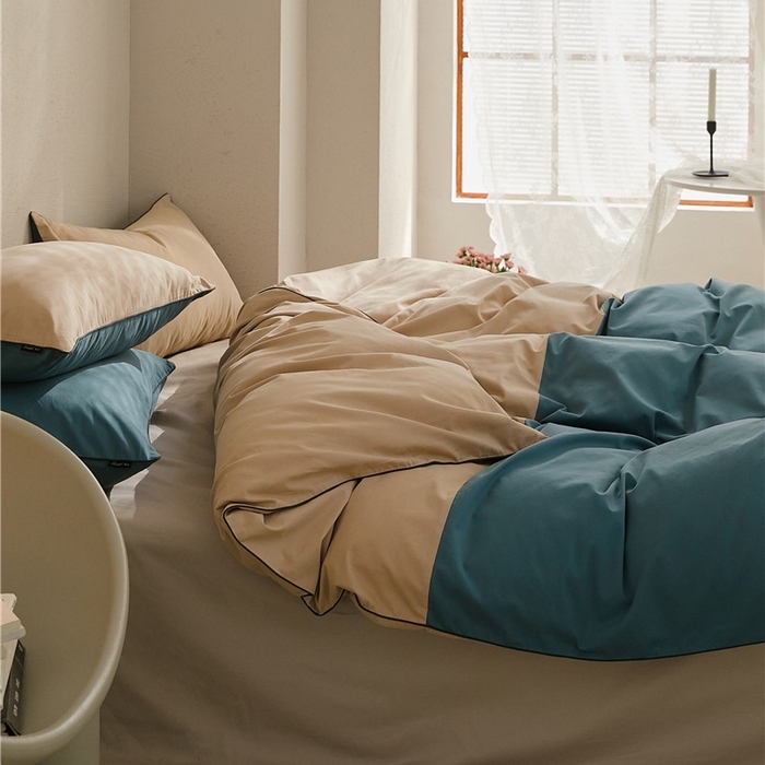 91家纺网 家纺一手货源 找家纺 新款100S磨毛半拼玩乐系列四件套 云母-青蓝