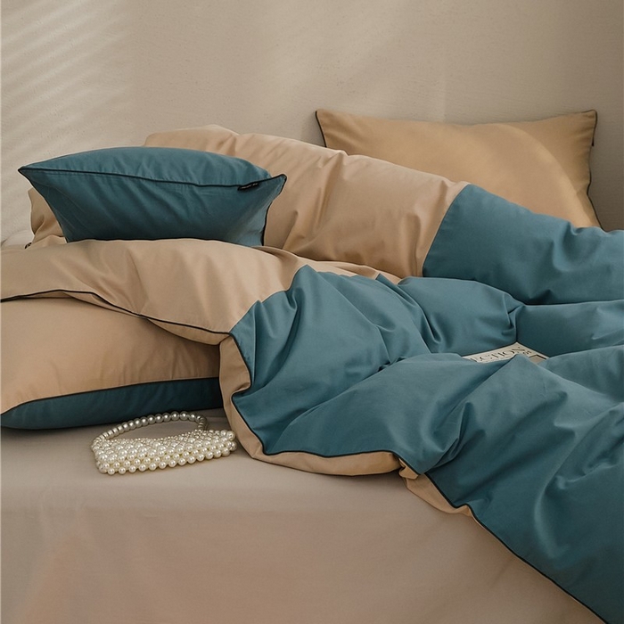 91家纺网 家纺一手货源 找家纺 新款100S磨毛半拼玩乐系列四件套 云母-青蓝