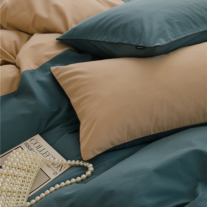 91家纺网 家纺一手货源 找家纺 新款100S磨毛半拼玩乐系列四件套 云母-青蓝