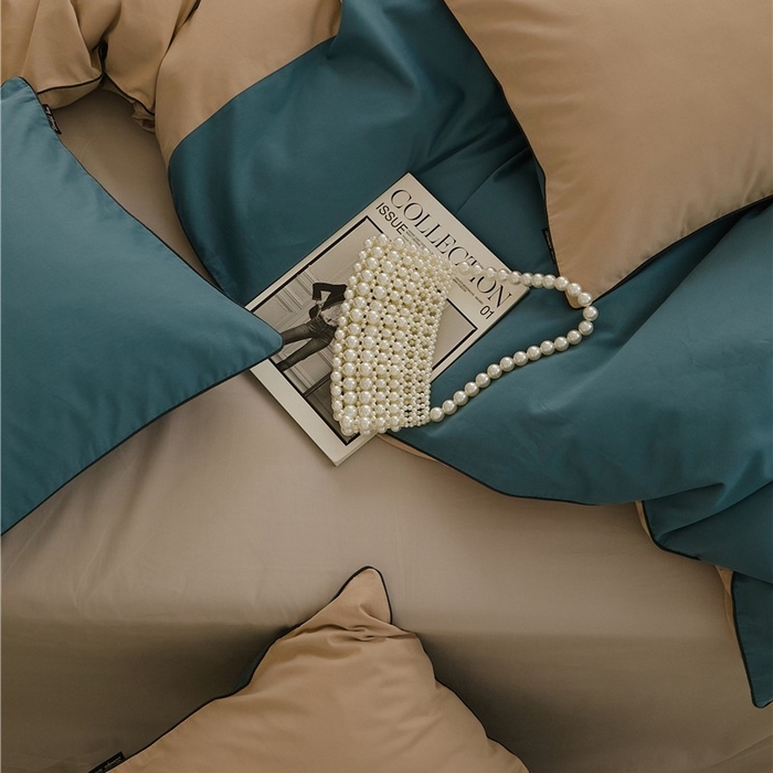 91家纺网 家纺一手货源 找家纺 新款100S磨毛半拼玩乐系列四件套 云母-青蓝