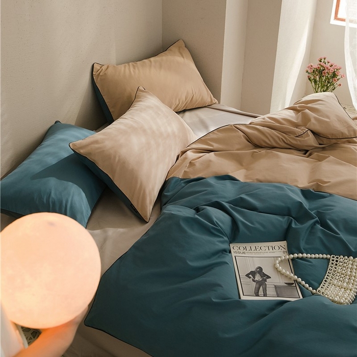 91家纺网 家纺一手货源 找家纺 新款100S磨毛半拼玩乐系列四件套 云母-青蓝