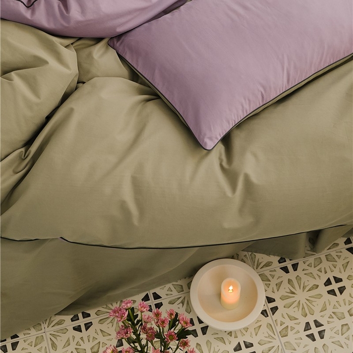 91家纺网 家纺一手货源 找家纺 新款100S磨毛半拼玩乐系列四件套 香芋紫-青梅