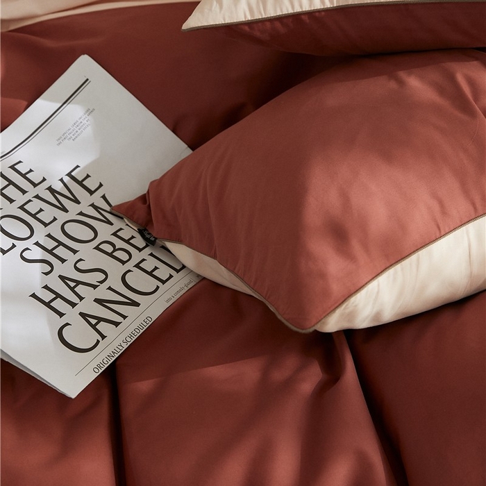 91家纺网 家纺一手货源 找家纺 新款100S磨毛半拼玩乐系列四件套 樱粉-朱红