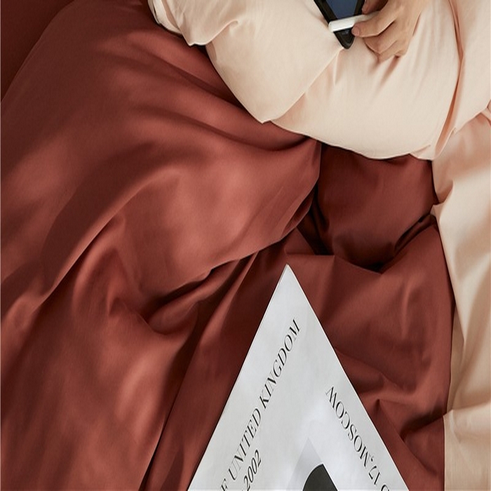 91家纺网 家纺一手货源 找家纺 新款100S磨毛半拼玩乐系列四件套 樱粉-朱红