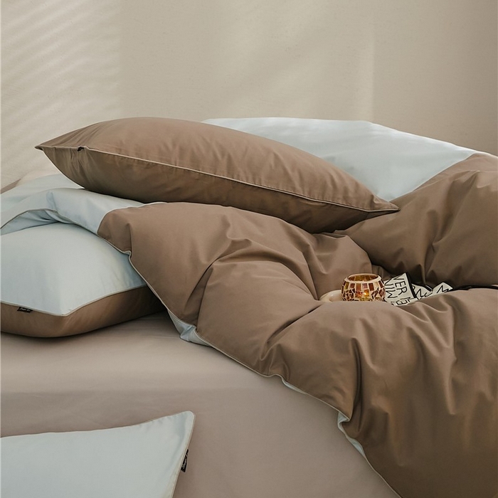 91家纺网 家纺一手货源 找家纺 新款100S磨毛半拼玩乐系列四件套 月白-沉香