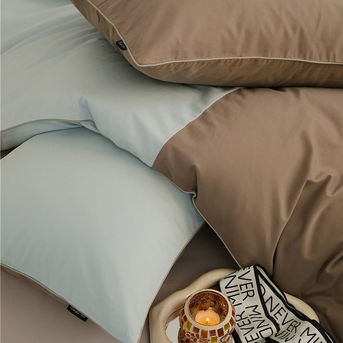 91家纺网 家纺一手货源 找家纺 新款100S磨毛半拼玩乐系列四件套 月白-沉香