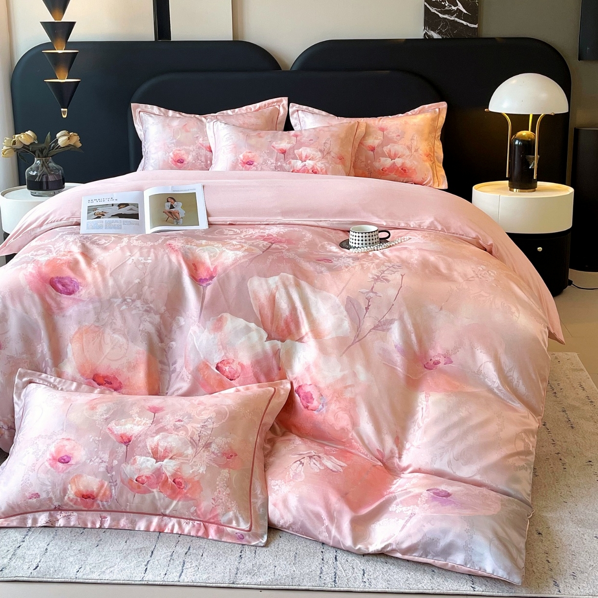 91家纺网 家纺一手货源 找家纺 （总）大麦乐田 2025新款直播爆款欧式轻奢提花数码印花四件套