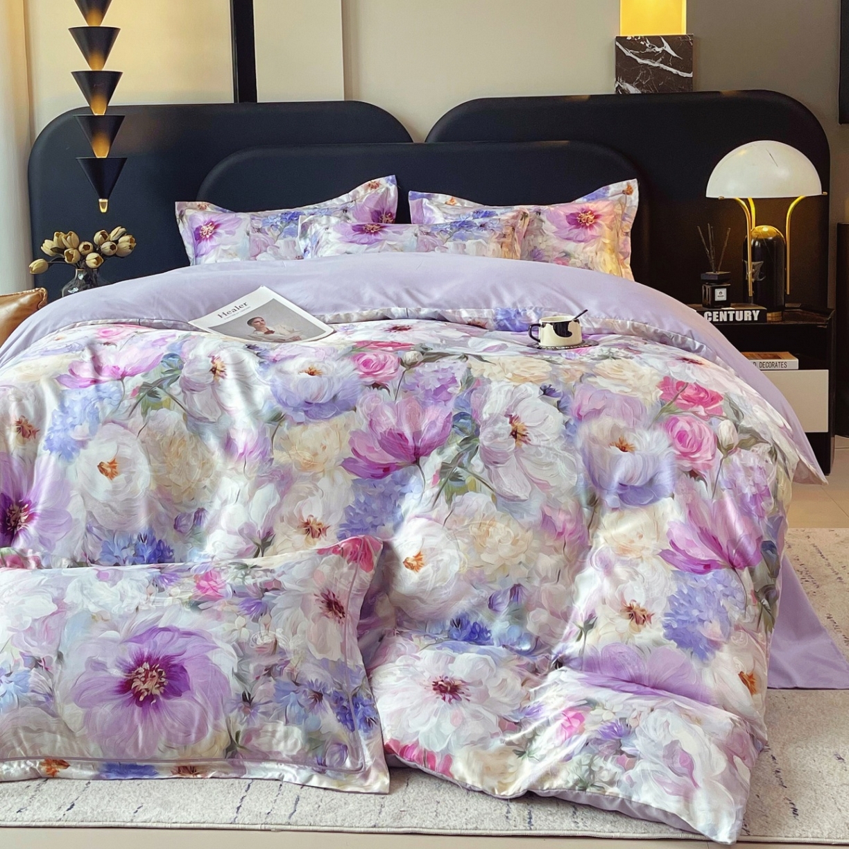 91家纺网 家纺一手货源 找家纺 （总）大麦乐田 2025新款直播爆款欧式轻奢提花数码印花四件套