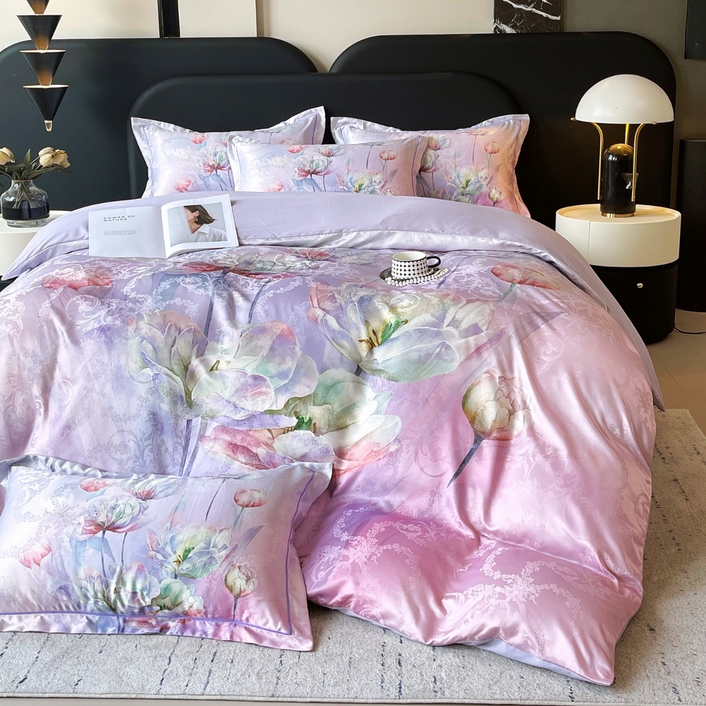 91家纺网 家纺一手货源 找家纺 （总）大麦乐田 2025新款直播爆款欧式轻奢提花数码印花四件套