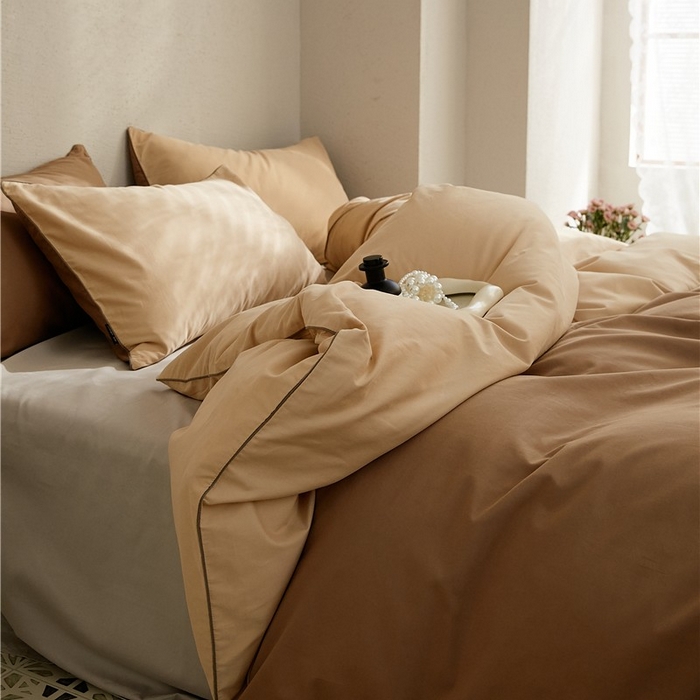 91家纺网 家纺一手货源 找家纺 新款100S磨毛半拼玩乐系列四件套 流金-明茶