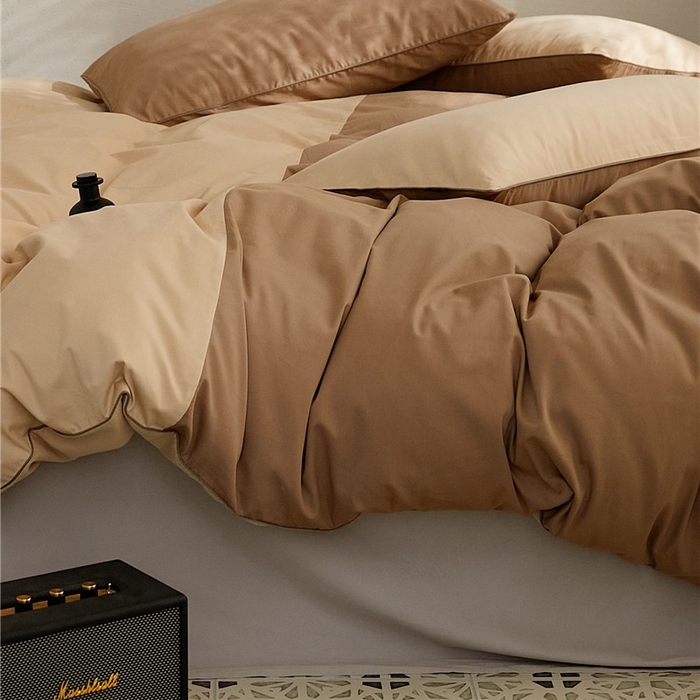 91家纺网 家纺一手货源 找家纺 新款100S磨毛半拼玩乐系列四件套 流金-明茶