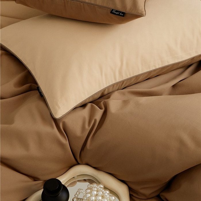 91家纺网 家纺一手货源 找家纺 新款100S磨毛半拼玩乐系列四件套 流金-明茶