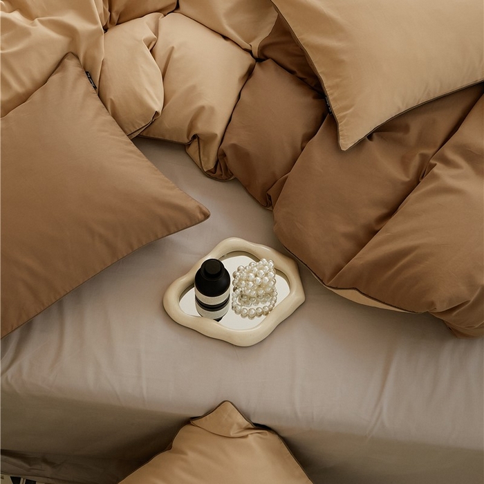 91家纺网 家纺一手货源 找家纺 新款100S磨毛半拼玩乐系列四件套 流金-明茶