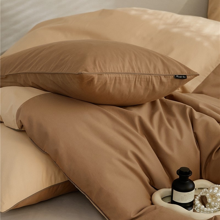 91家纺网 家纺一手货源 找家纺 新款100S磨毛半拼玩乐系列四件套 流金-明茶