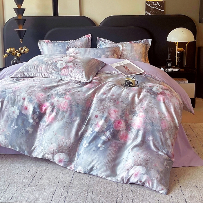 91家纺网 家纺一手货源 找家纺 大麦乐田 2025新款直播爆款欧式轻奢提花数码印花四件套 梵希