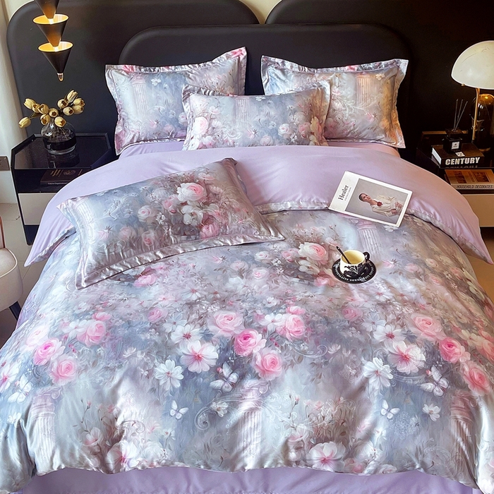 91家纺网 家纺一手货源 找家纺 大麦乐田 2025新款直播爆款欧式轻奢提花数码印花四件套 梵希