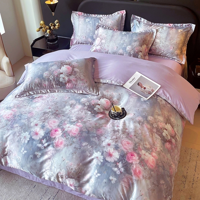 91家纺网 家纺一手货源 找家纺 大麦乐田 2025新款直播爆款欧式轻奢提花数码印花四件套 梵希