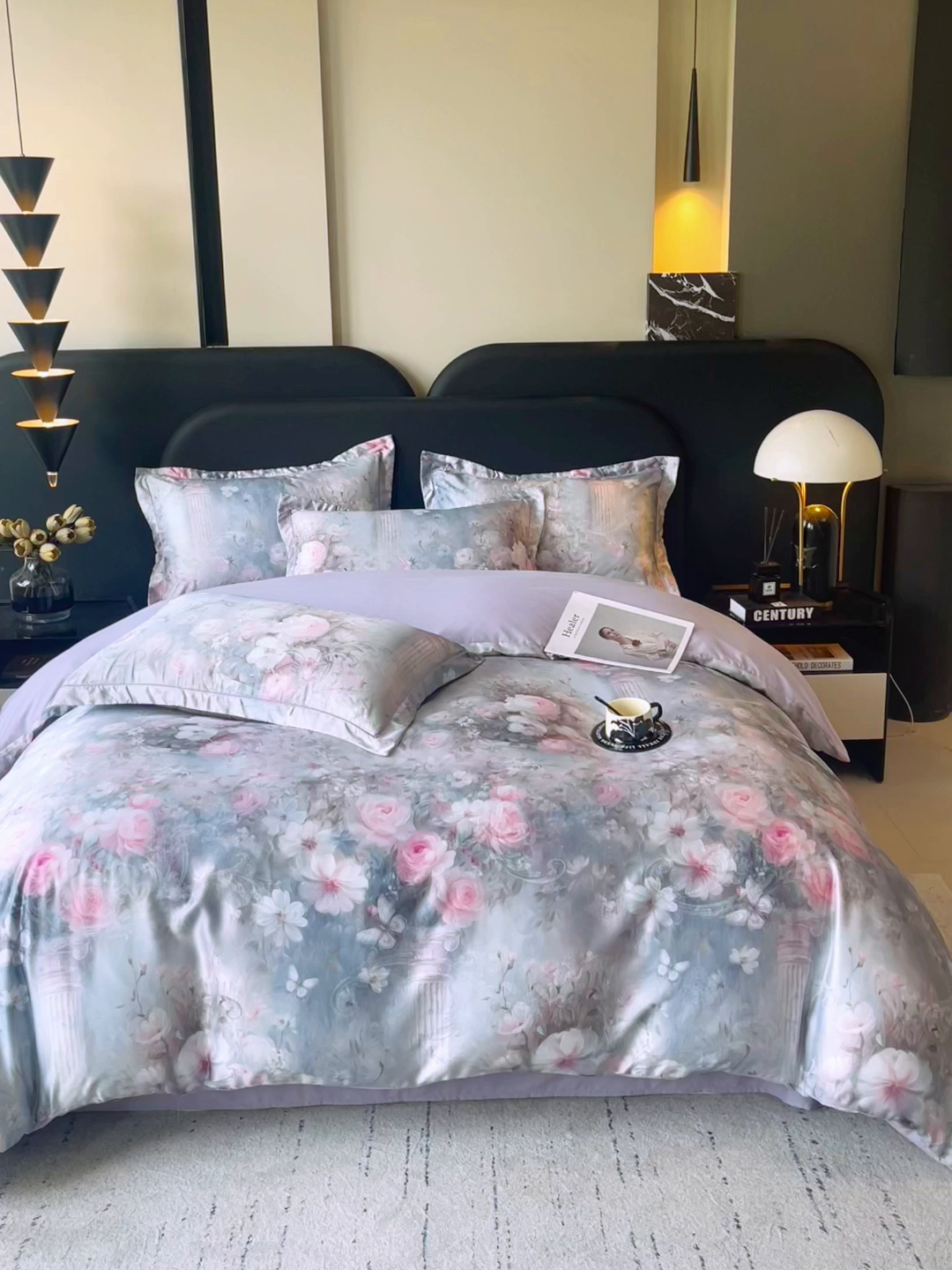 91家纺网 家纺一手货源 找家纺 大麦乐田 2025新款直播爆款欧式轻奢提花数码印花四件套 梵希