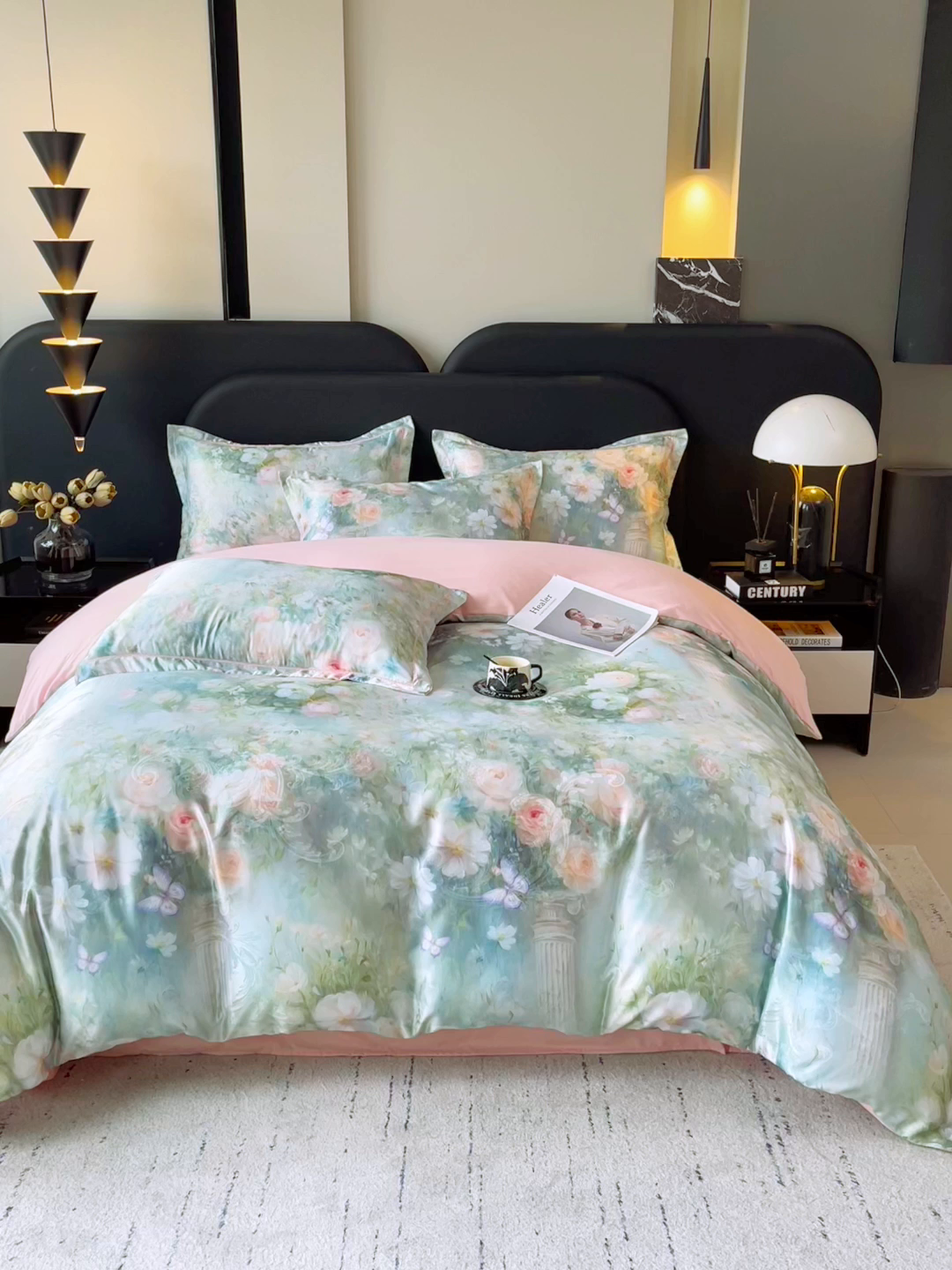 91家纺网 家纺一手货源 找家纺 大麦乐田 2025新款直播爆款欧式轻奢提花数码印花四件套 芳馨